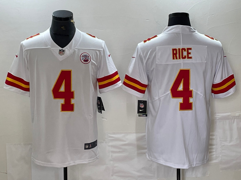 Men's Kansas City Chiefs Rashee Rice #4 White Jersey